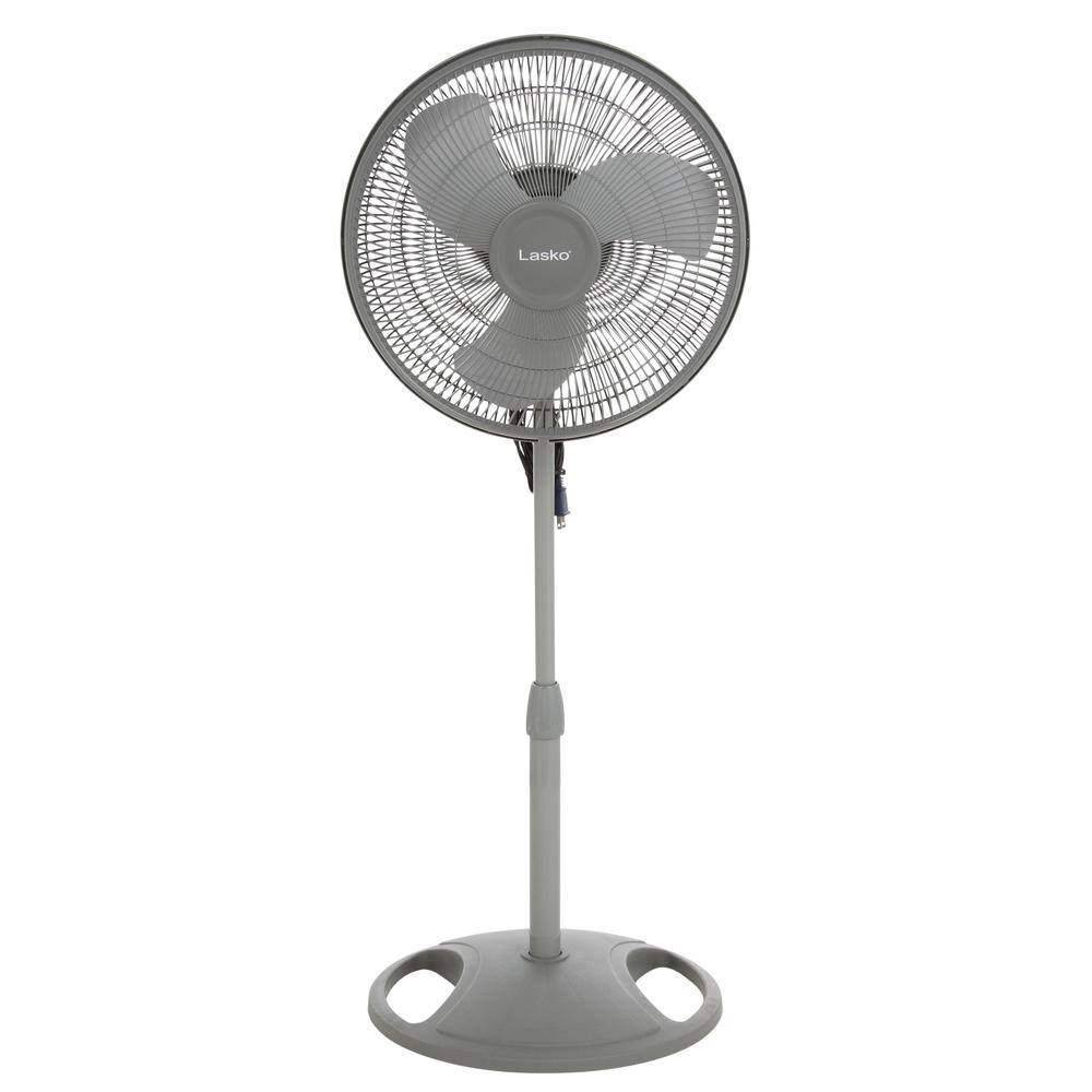 Lasko 16 in. 3 Speeds Pedestal Fan in Gray with Adjustable Height Oscillating 2524