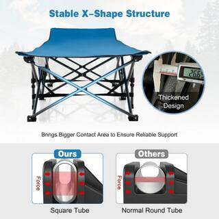 Alpulon Blue Wide Foldable Camping Cot with Carrying Bag ZMWV069