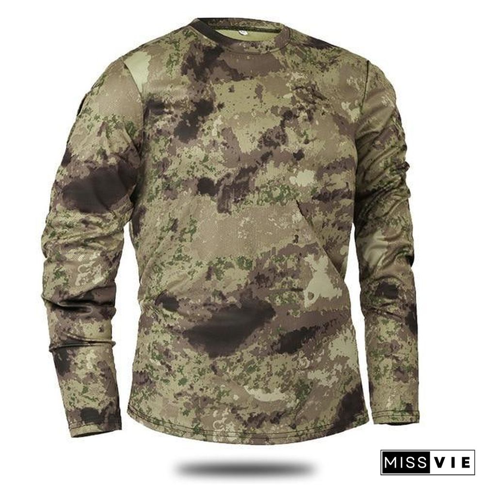 Men Long Sleeve Tactical Camouflage T-shirt camisa masculina Quick Dry Military Army shirt