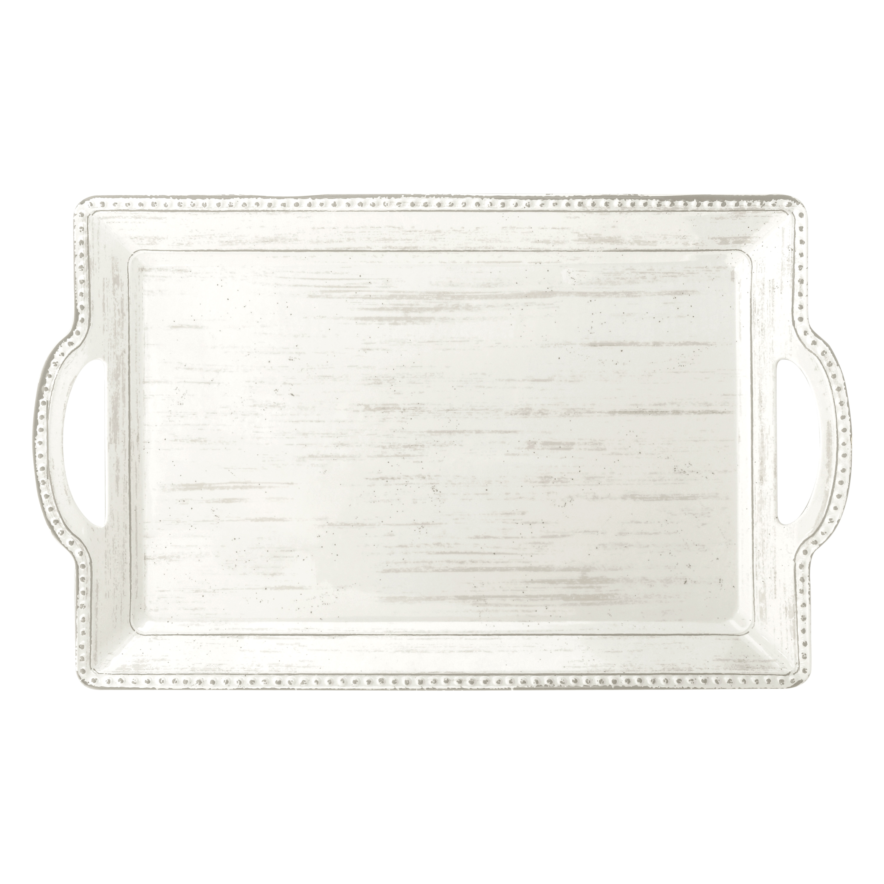 Zak Designs 21 inches Melamine Serving Tray， Durable and BPA Free， French Country House Off-White