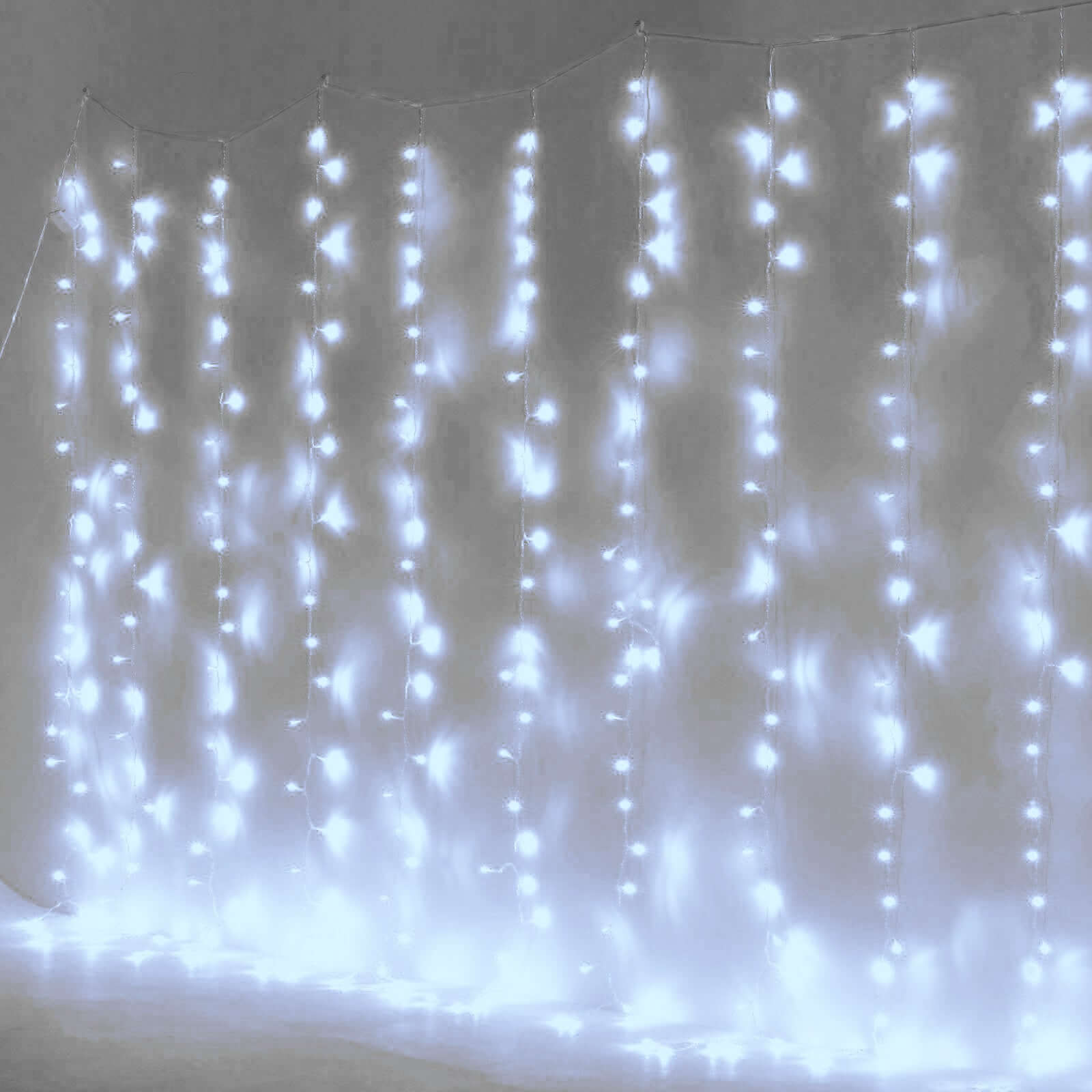 Cool White 300 LED Icicle Curtain Fairy String Lights with 8 Modes 10ft