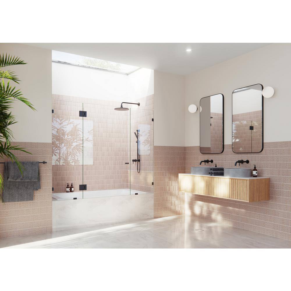 Glass Warehouse 71.5 in. W x 58.25 in. H 3-Panel Inline Pivot Frameless Tub Door B-GHF-71.5-MB