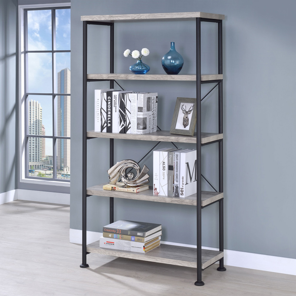 Analiese 4 shelf Bookcase Grey Driftwood   Modern   Bookcases   by Modon  Houzz