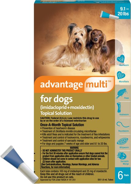 Advantage Multi Topical Solution for Dogs， 9.1-20 lbs， (Teal Box)