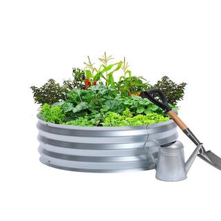 LuxenHome 36 in. Galvanized Metal Round Raised Garden Bed WHPL1270