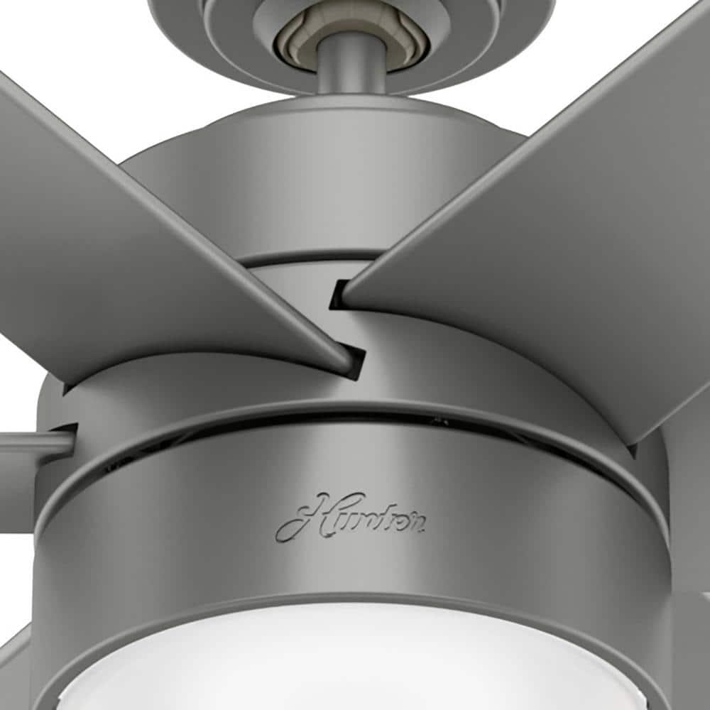 Hunter Solaria 72 in Integrated LED Outdoor Matte Silver Ceiling Fan with Light Kit and Remote Control