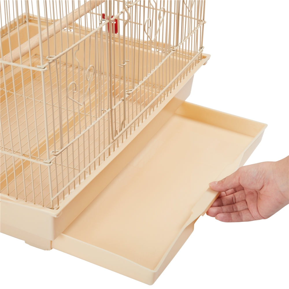 Topeakmart 41'' H Open Top Metal Birdcage Parrot Cage with Feeders， Almond