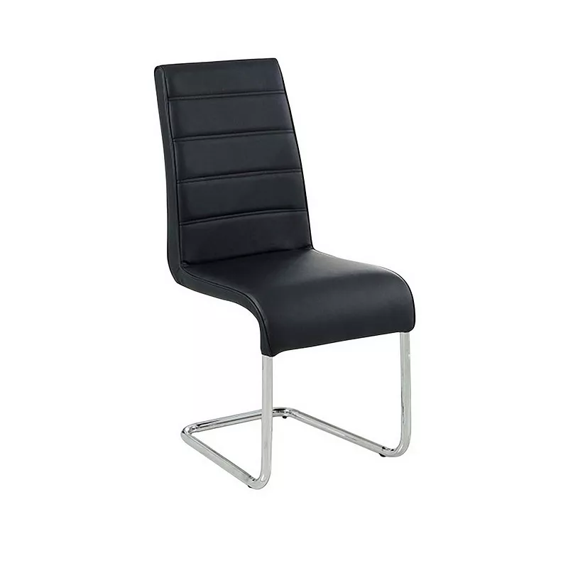 Mauna Contemporary Black Side Chair With Steel Tube， Black Finish， Set of 2