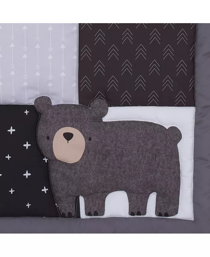 NoJo Little Man Cave  Bear  Fox  Moose  Buffalo Check and Arrows Rustic Nursery Mini Crib Set  3 Piece