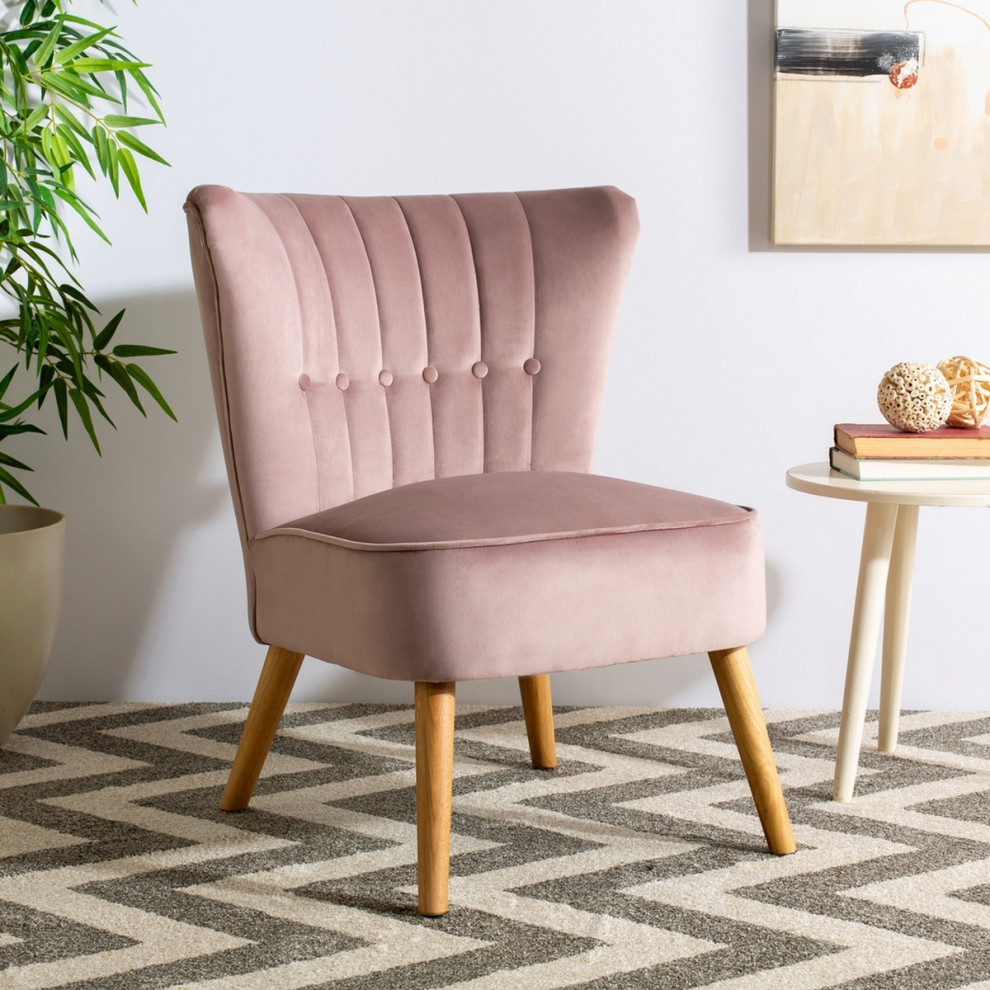 May Mid Century Arm Chair Mauve Natural   Midcentury   Armchairs And Accent Chairs   by AED Luxury Home Decor  Houzz