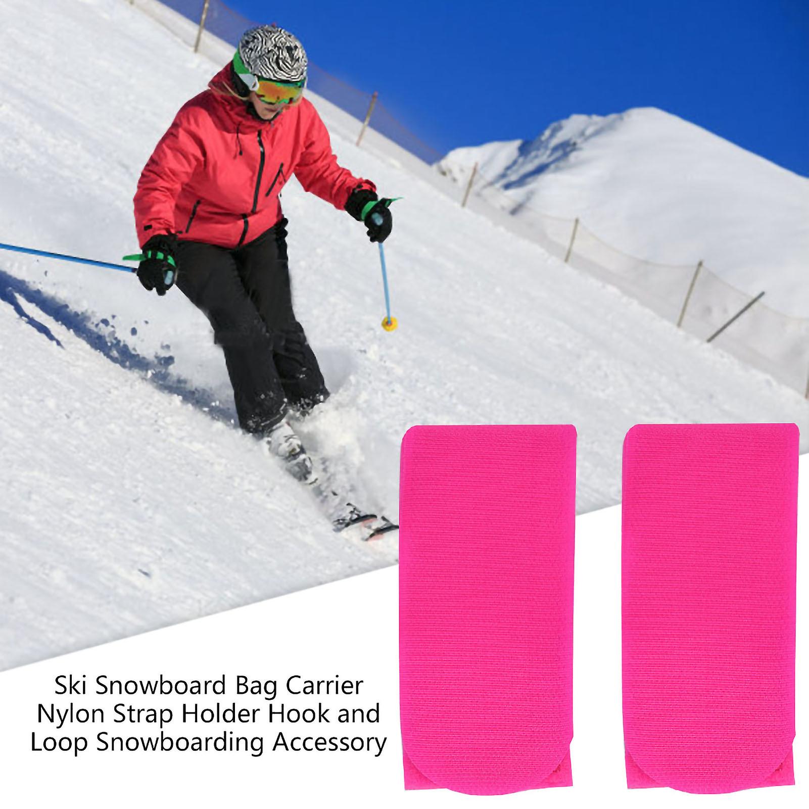 Ski Snowboard Bag Carrier Nylon Strap Holder Hook And Loop Snowboarding Accessory(rose Red)