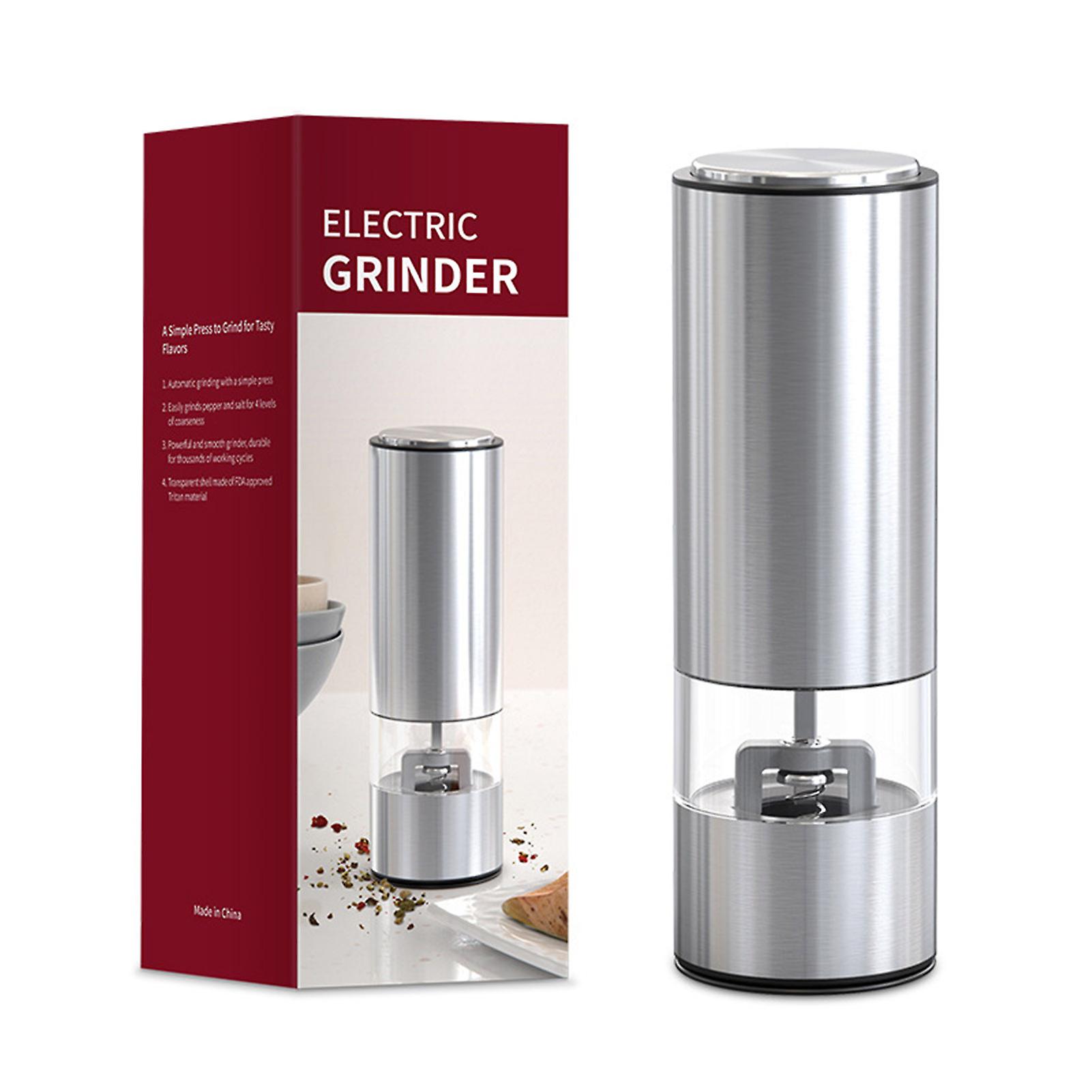 Electric Pepper/salt Grinder， Stainless Steel Seasoning Grinder Adjustable Burr Mill5 Levels Coarseness， For Pepper， Cloves， Kosher Salt And Cumin  Ty