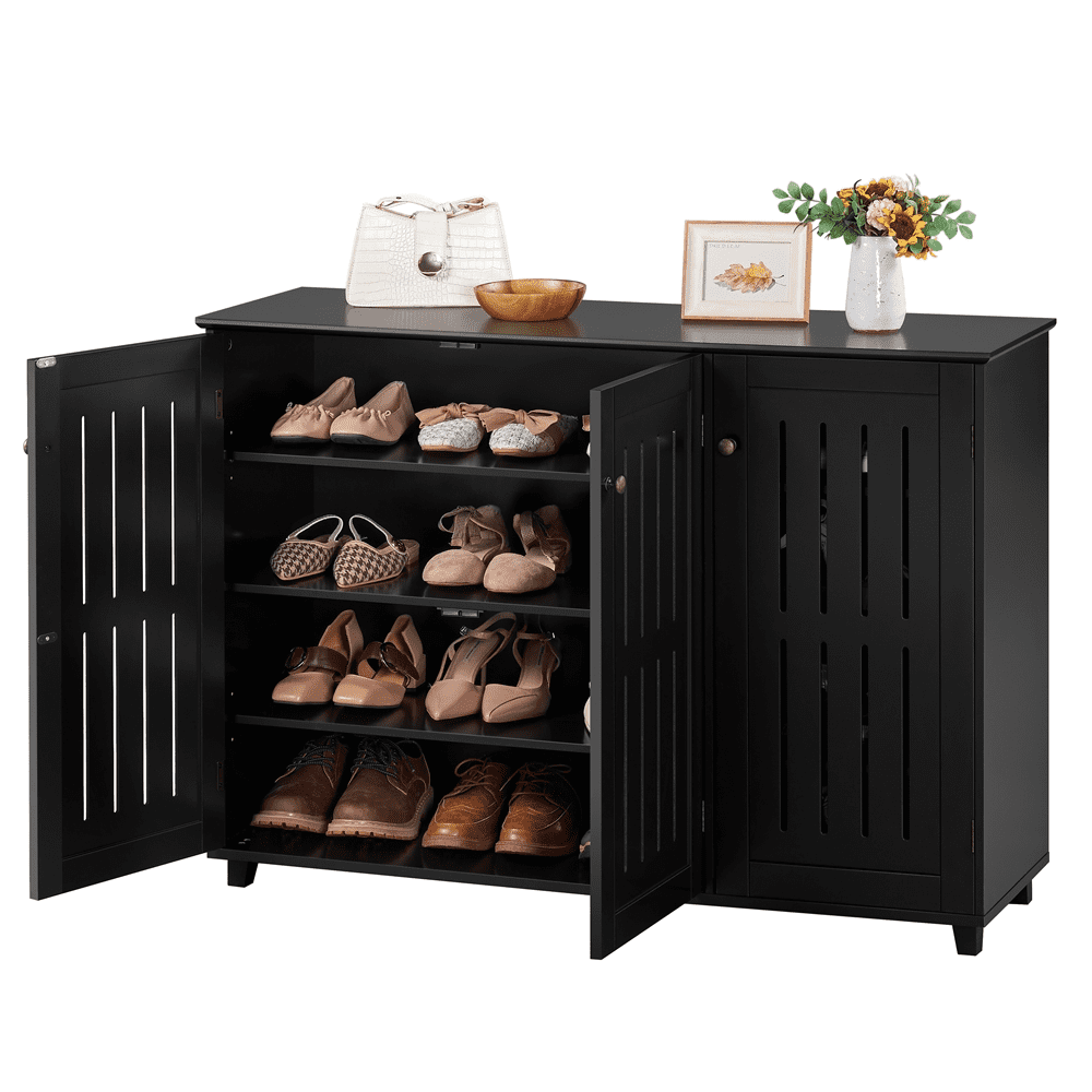 Easyfashion 4 Tier Shoe Storage Cabinet Shoes Rack， Black