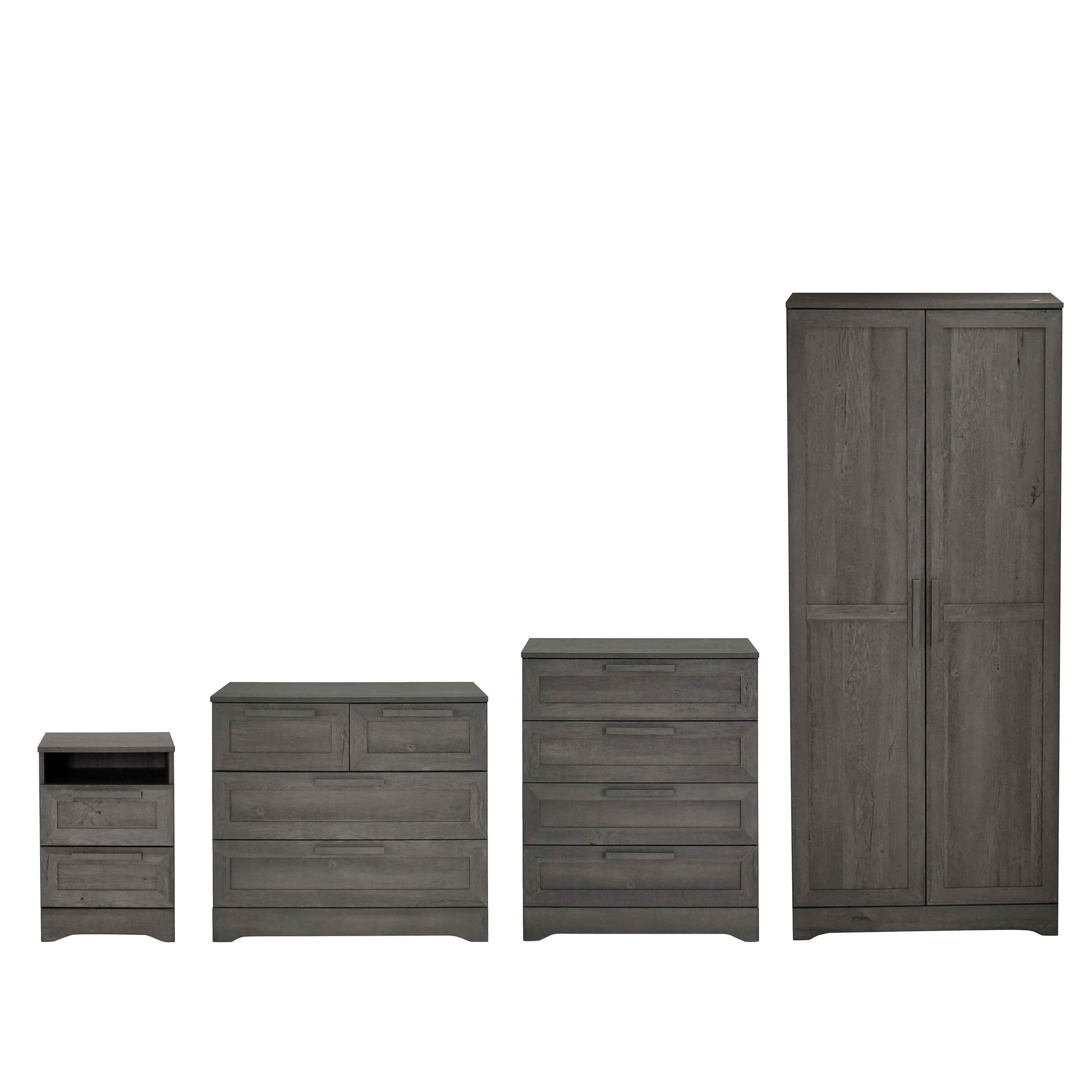 Broxon Rustic 5 Piece 2 Drawer Nightstand Bedroom Set