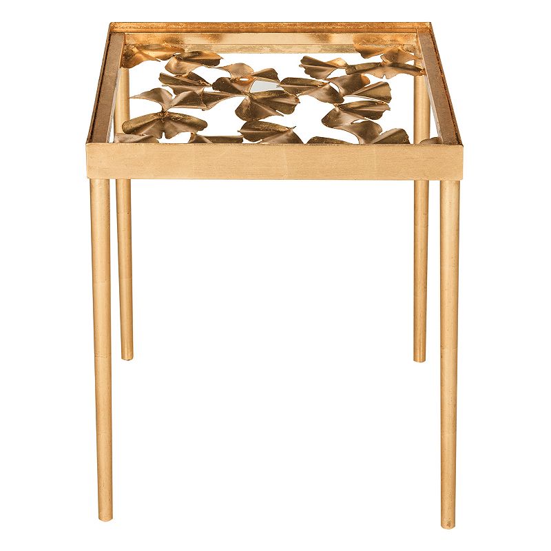 Safavieh Gold Finish Ginkgo Leaf End Table