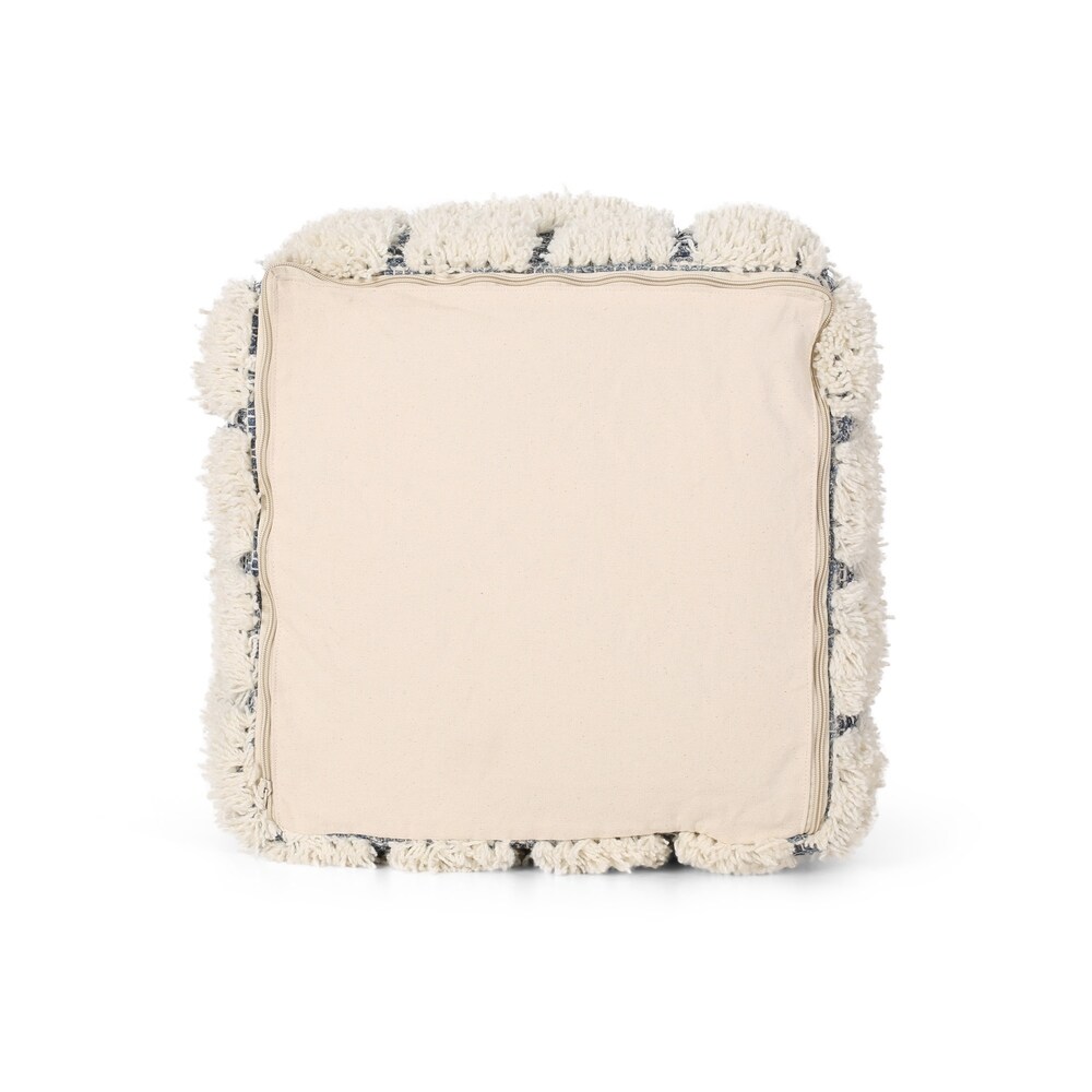 egra Boho Wool and Denim Pouf by Christopher Knight Home
