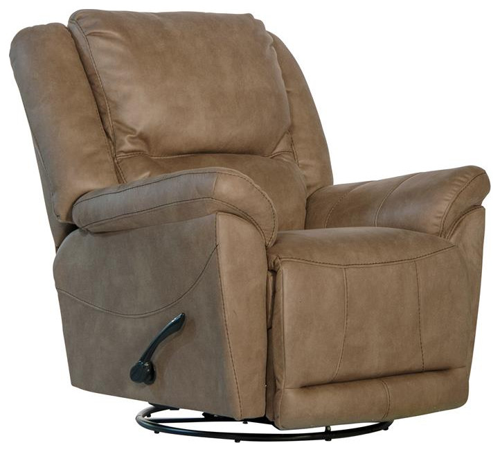 Justin Chaise Swivel Glider Recliner in Brown Polyester Fabric   Transitional   Recliner Chairs   by Homesquare  Houzz