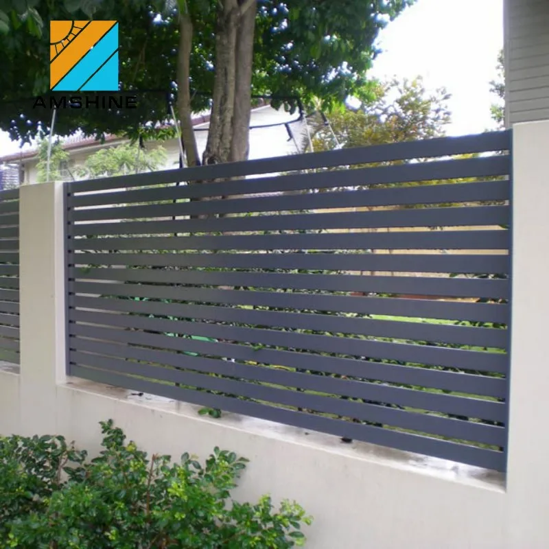 Factory supply modern design horizontal powder coating dark grey aluminum slat fence cost