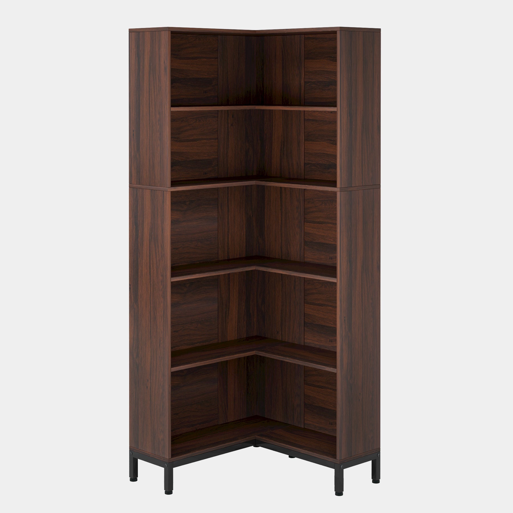 6-Tier Corner Bookcase, 71 inch L-Shaped Etagere Bookshelf