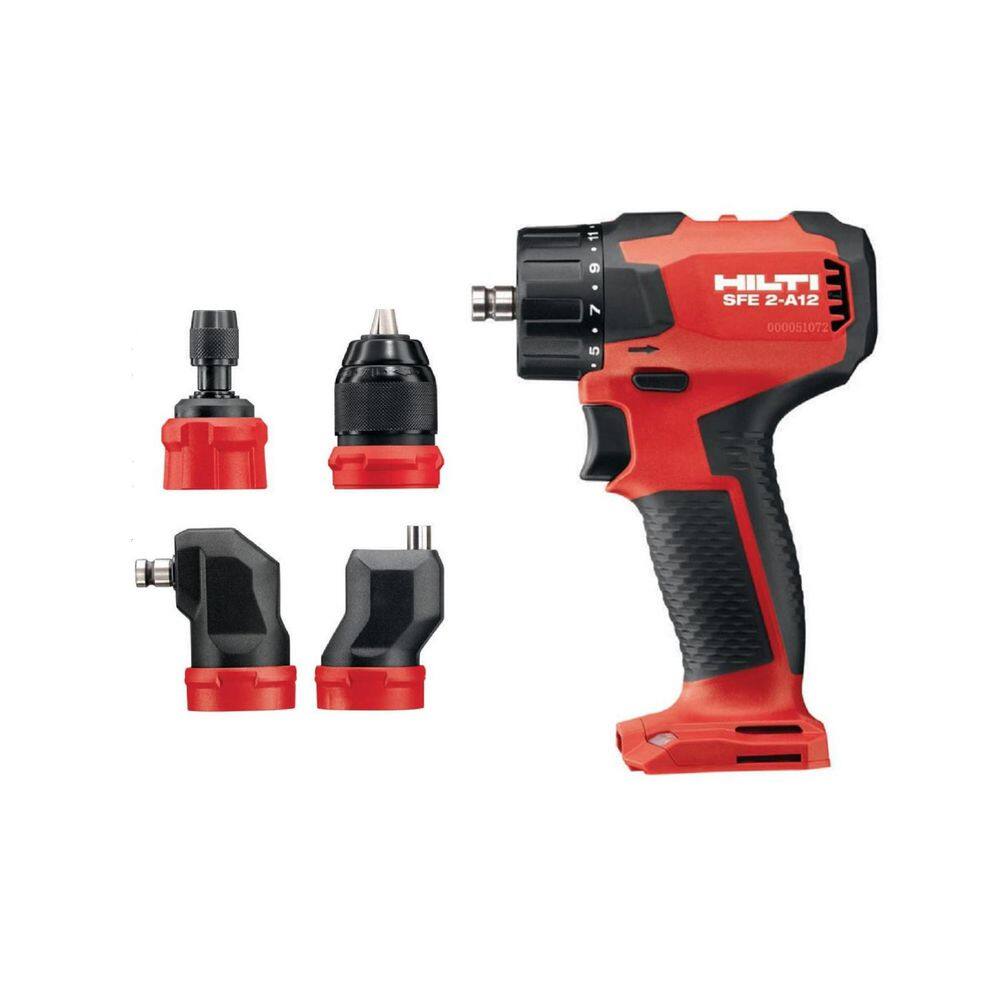 Hilti 12-Volt Cordless Brushless 12 in. Keyless Hex Drill Driver SFE A12 with Exchangeable Chuck Set (Batteries Not Included) 2241415