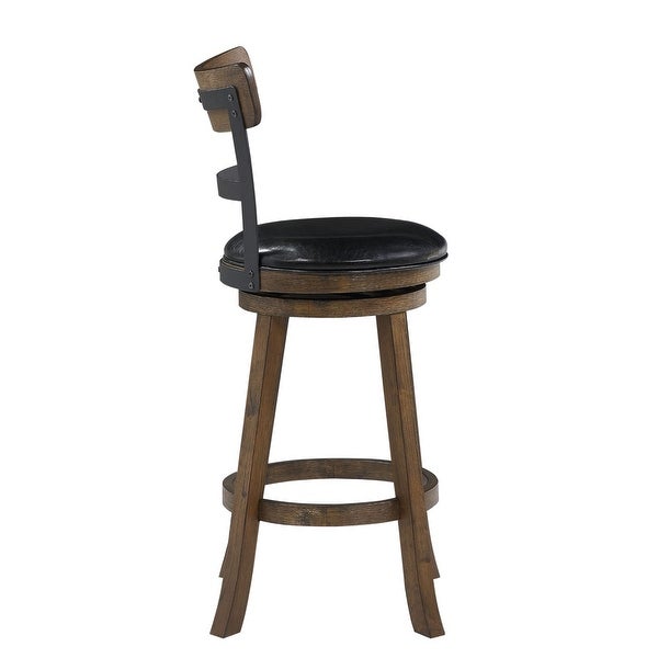 42.5 Walnut Brown and Black High Back Bar Stool with Swivel Seat