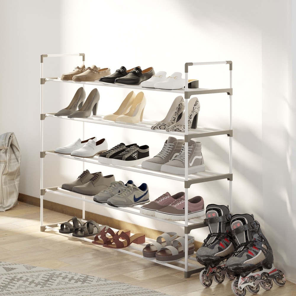 Shoe Rack   Shoe Organizer for Closet  Bathroom  Entryway by Home Complete (White)