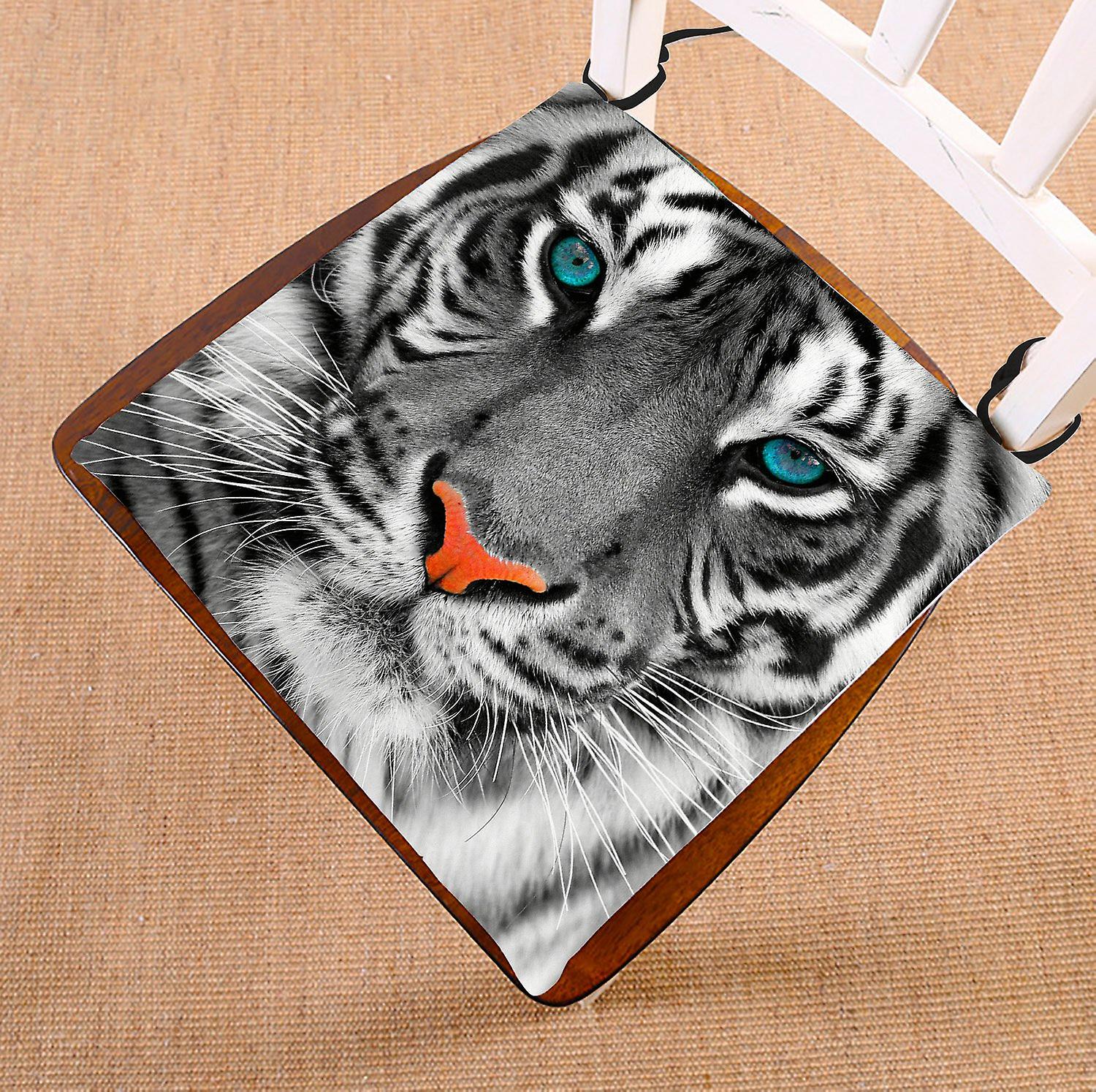 Animal Chair Pad， The Eyes Of White Tiger King Seat Cushion Chair Cushion Floor Cushion 40x40 Cm