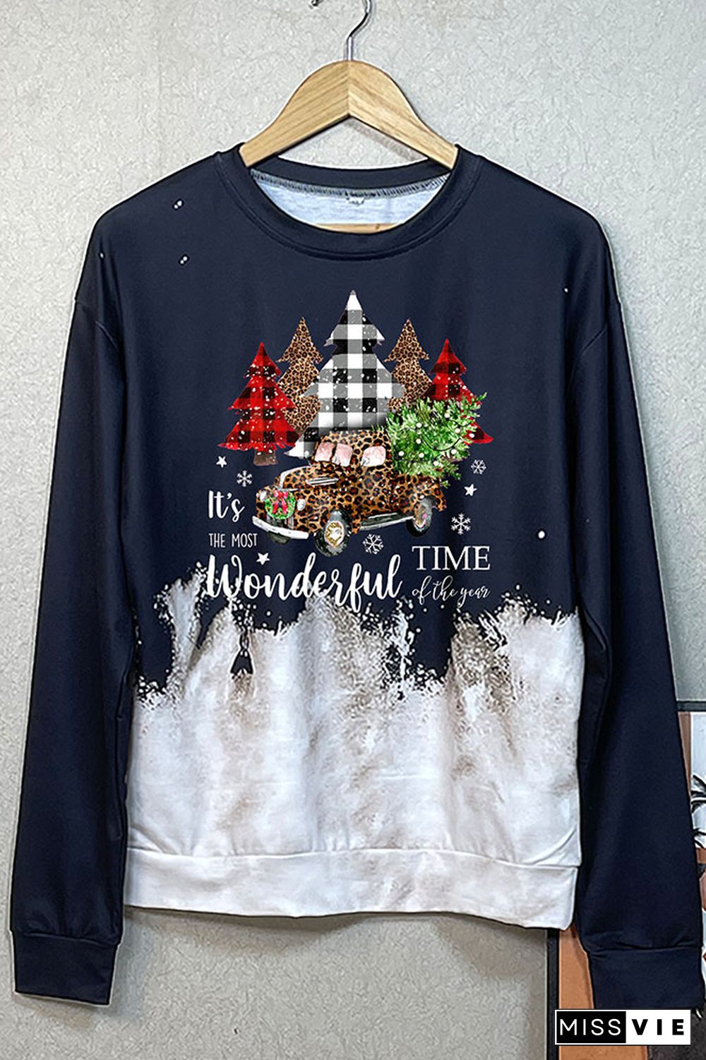 Christmas Pattern Print O-neck Sweatshirt Women Wholesale