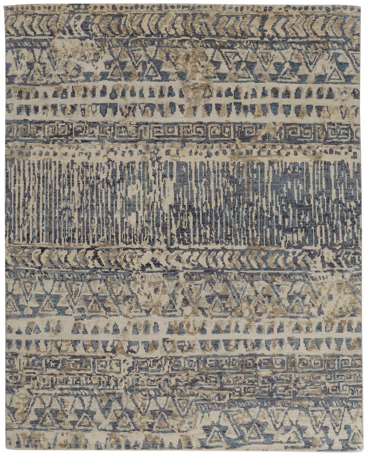 Scottsdale Hand Knotted Blue and Beige Rug by BD Fine