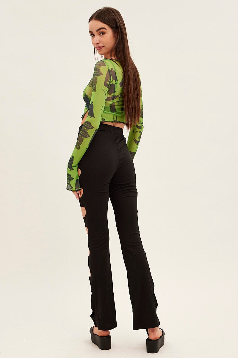 Black Pant Mid Rise Flare