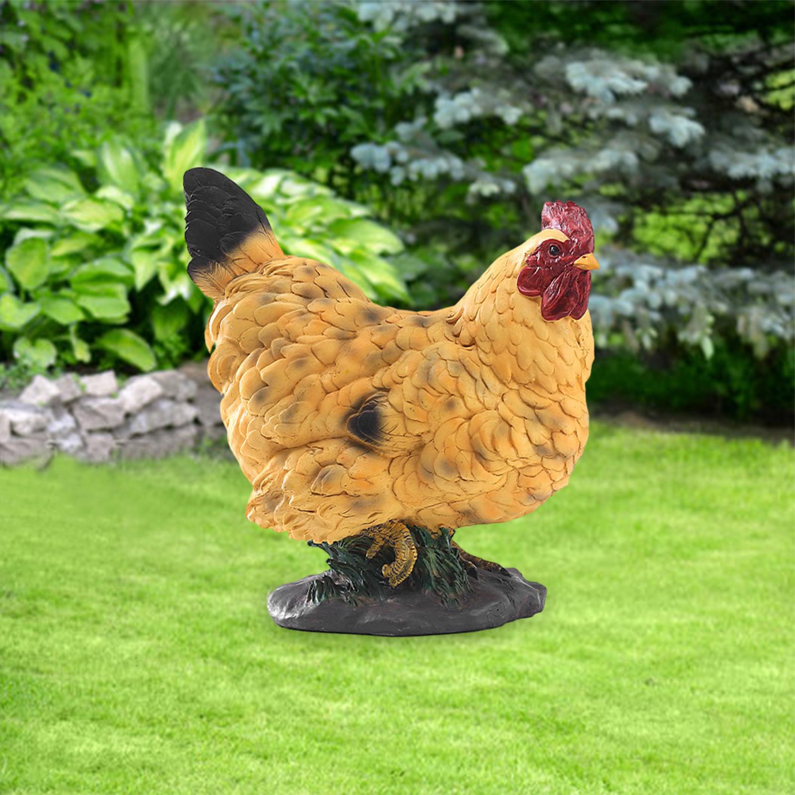 Garden Statue, Chick Sculpture Adorable Animal Figurine Crafts for Courtyard Fairy Garden Landscape Decoration Ornament - Large hen