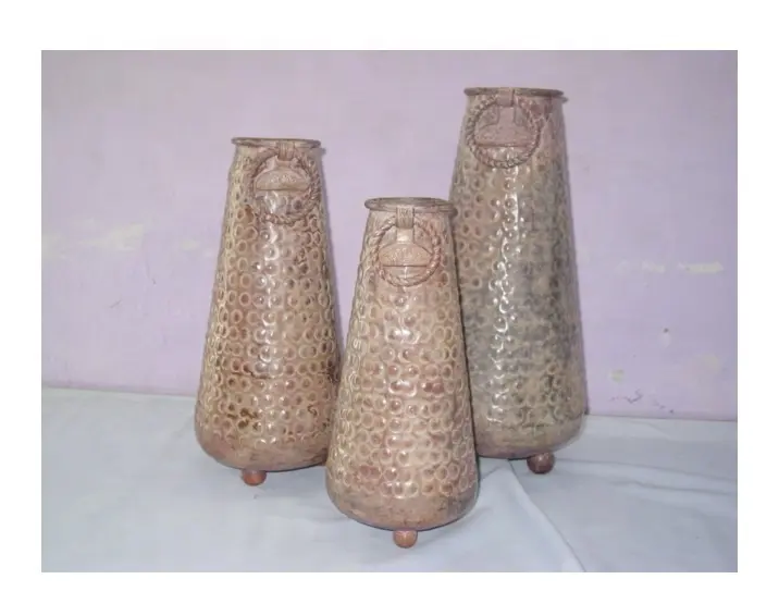 Fine Quality Patina Hammered Metal Flower vase for garden