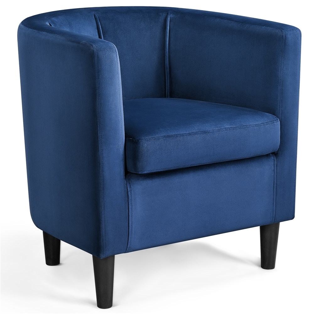 Yaheetech Modern Barrel-shaped Chair Upholstered Velvet Club Chair