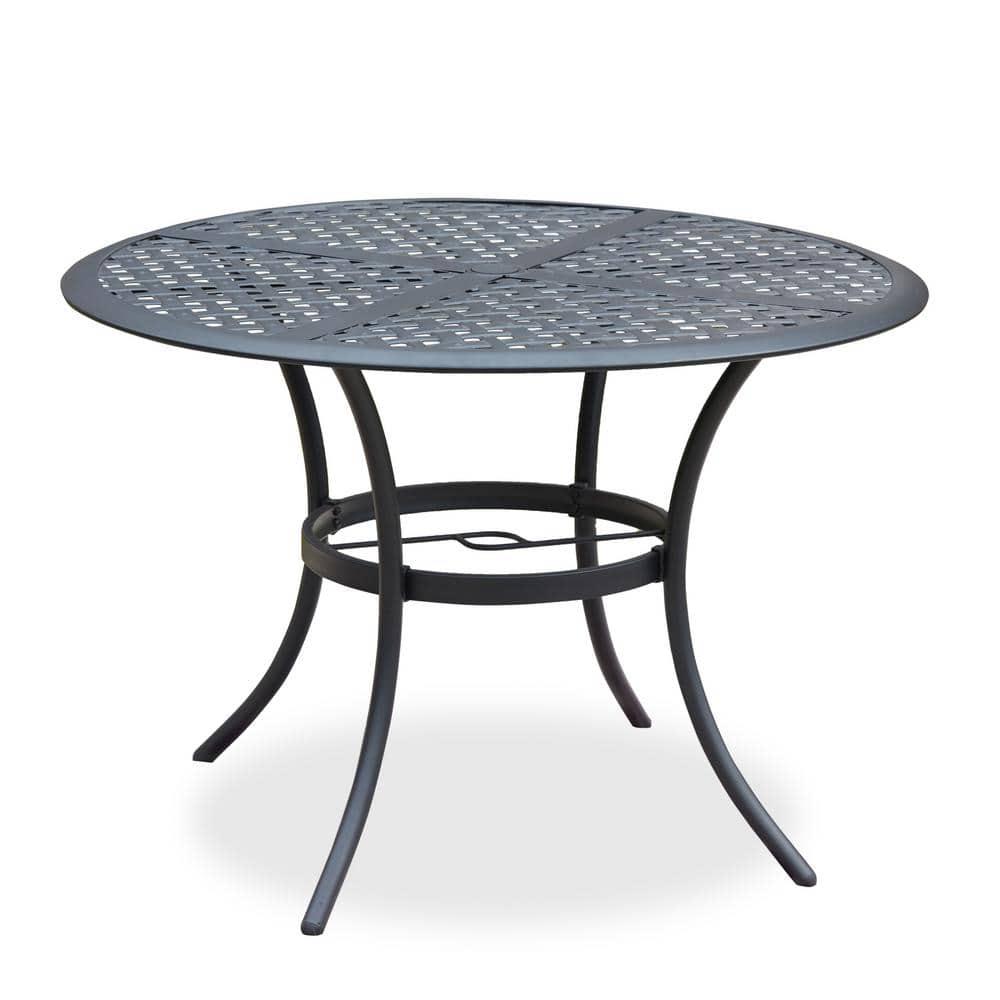 TOP HOME SPACE Black Round Metal Outdoor Dining Table