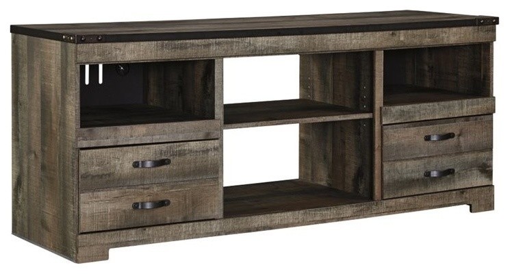 Ashley Furniture Trinell 63 quotquotTV Stand in Brown   Transitional   Entertainment Centers And Tv Stands   by GwG Outlet  Houzz