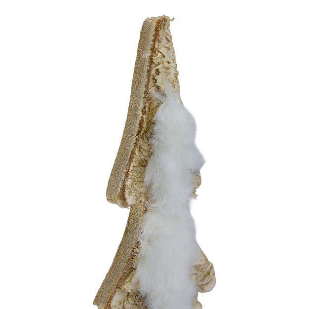 Brown And White Wooden Tree With Faux Fur Christmas Decoration