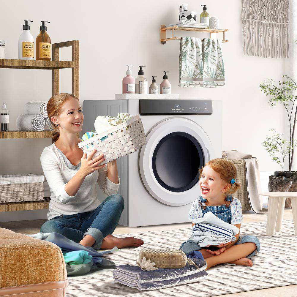 3.23 cu.ft. Compact vented Front Load Electric Laundry Dryer in White Compact Tumble Dryer with with Touch Screen Panel W-KFC-36