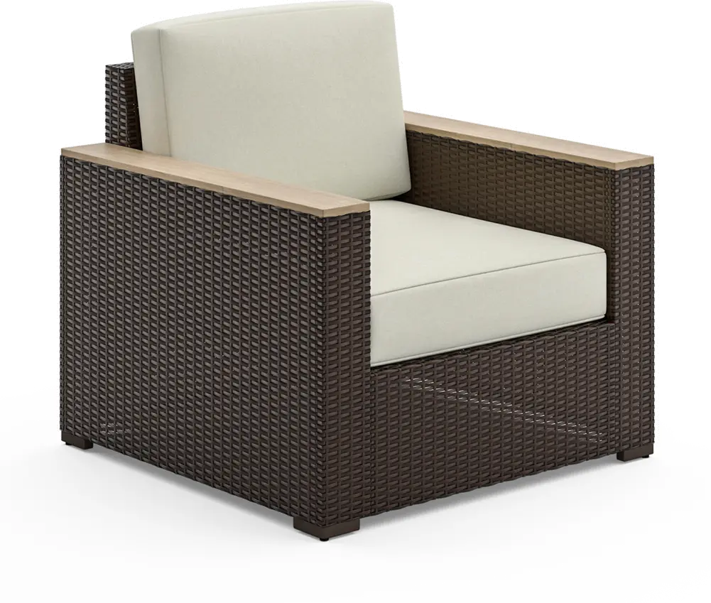 Palm Springs Brown Outdoor 4 Seat Sectional with Arm Chair Set