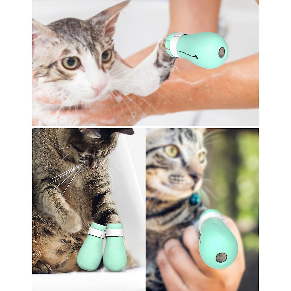 Anti-scratch Cat Shoes 4pcs/set Grooming Bag Pet Paw Protector For Bathing Blue