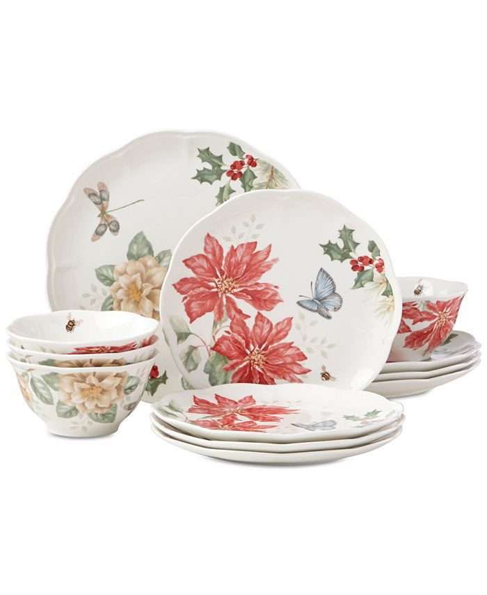 Lenox Butterfly Meadow Holiday 12 Pc. Dinnerware Set Service for 4