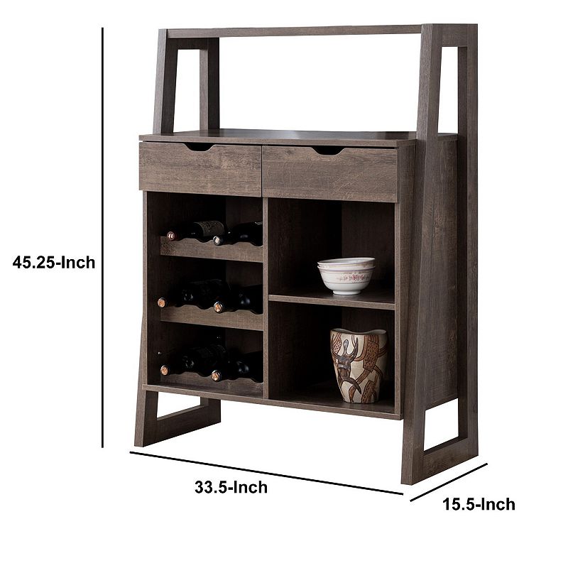 Stylish Wooden Wine Cabinet with Sled Legs and Spacious Storage， Brown