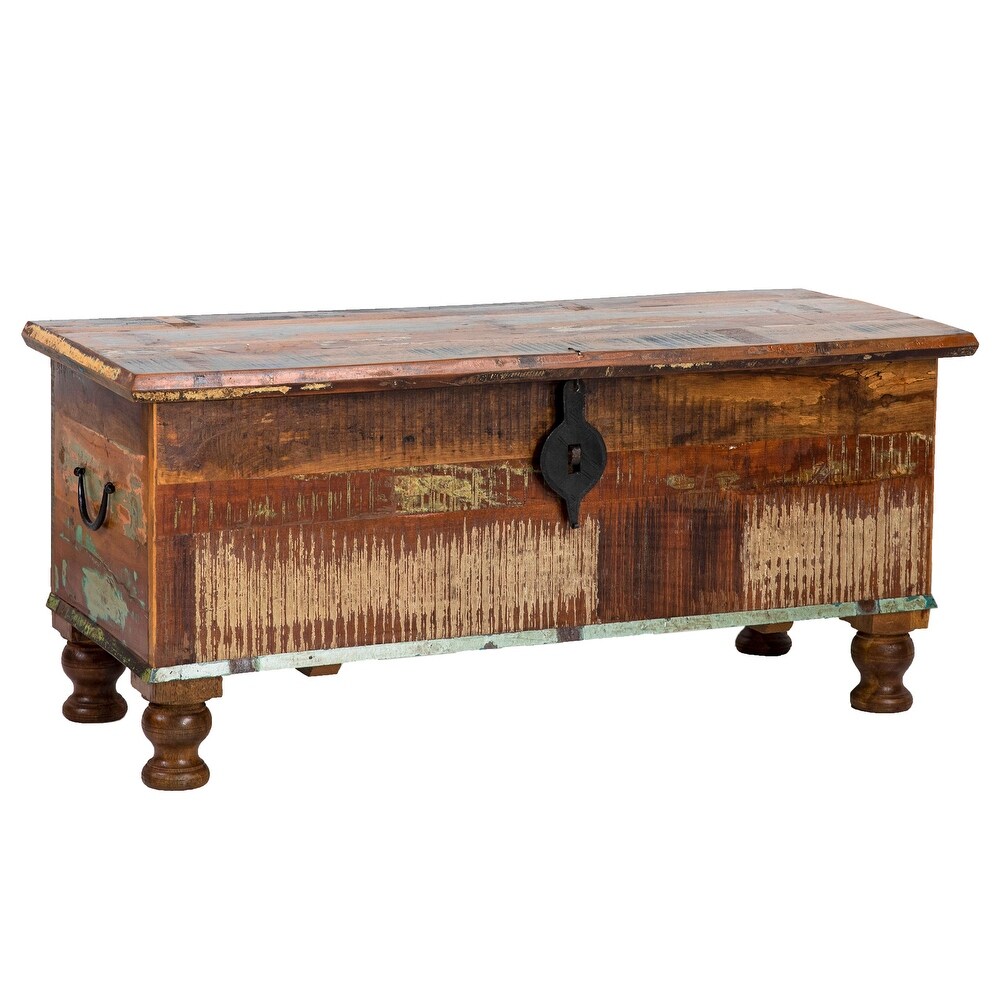 Journee 45 inch Distressed Painted Reclaimed Hardwood Rectangular Storage Trunk