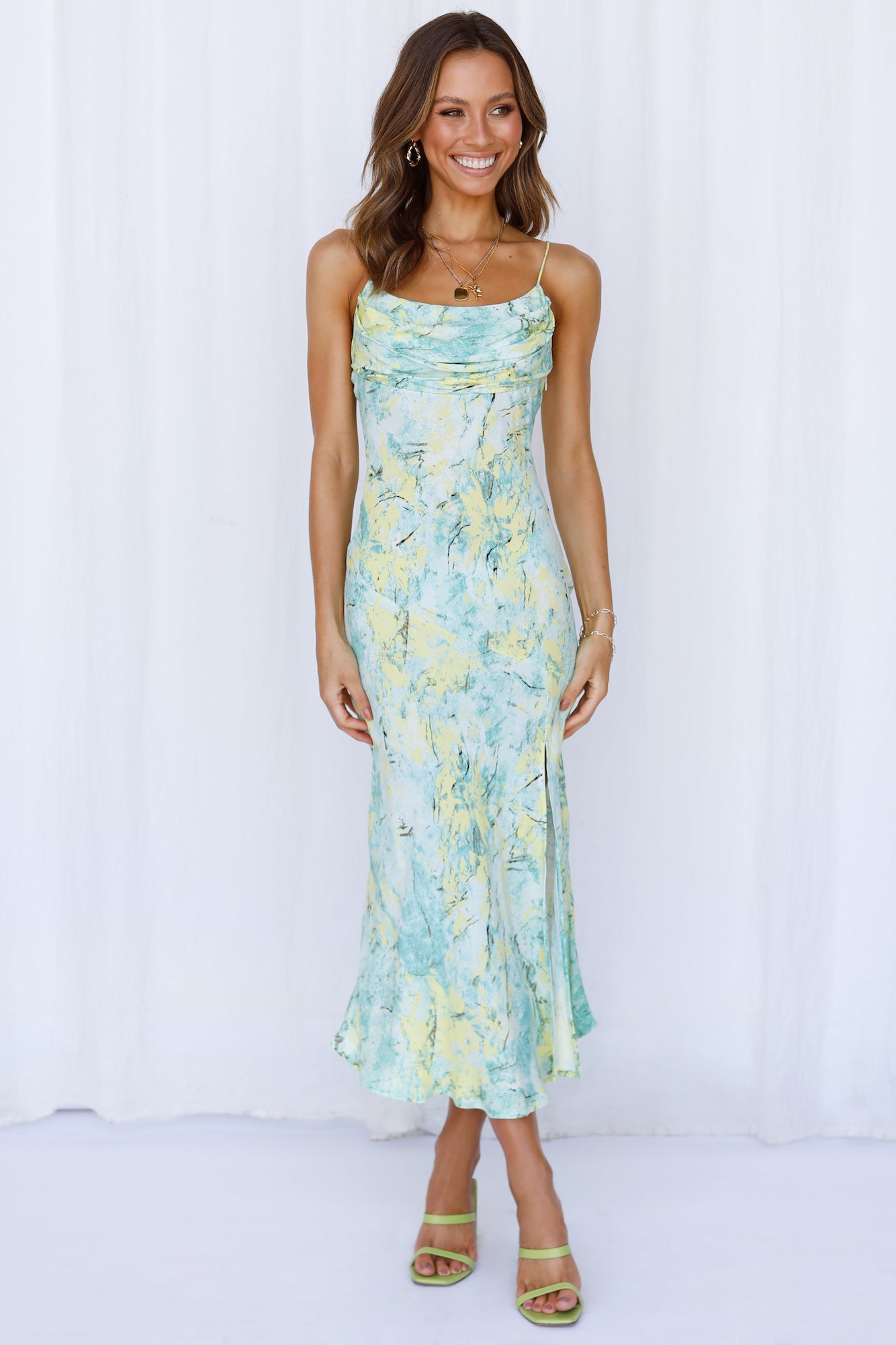 Catch The Waves Midi Dress Green