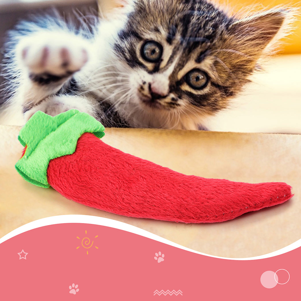 4PCS Cat Toy Carrot Eggplant Pepper Catnip Toy Cat Chew Toy Pet Biting Toy