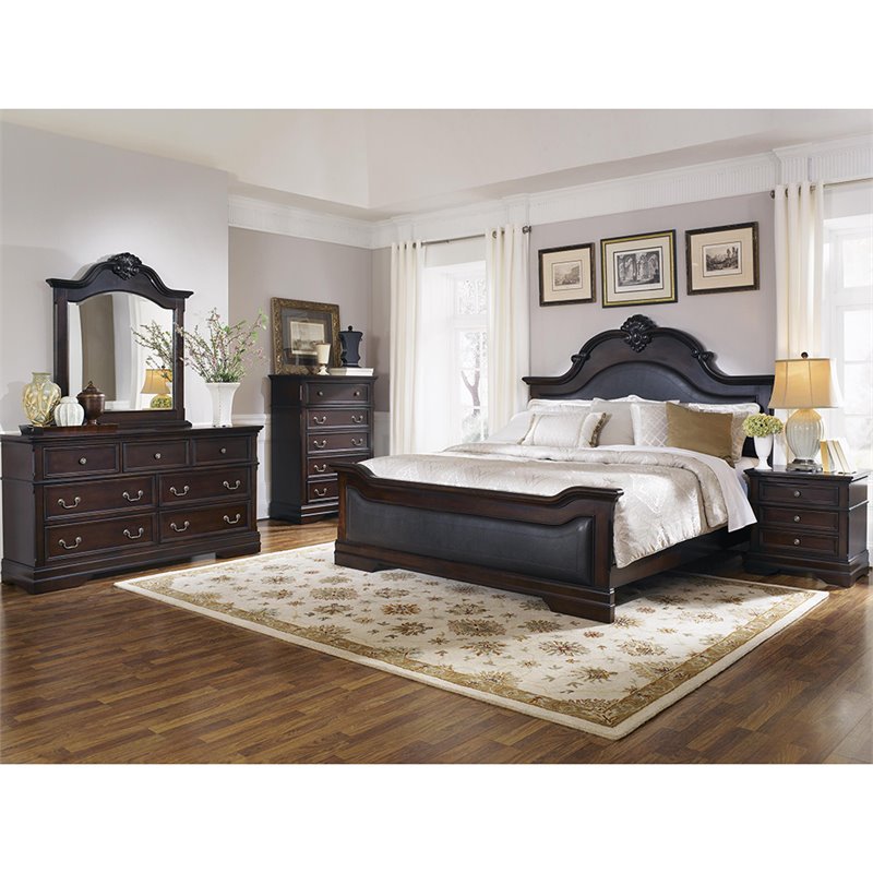 Bowery Hill Faux Leather Queen Platform Bed in Cappuccino