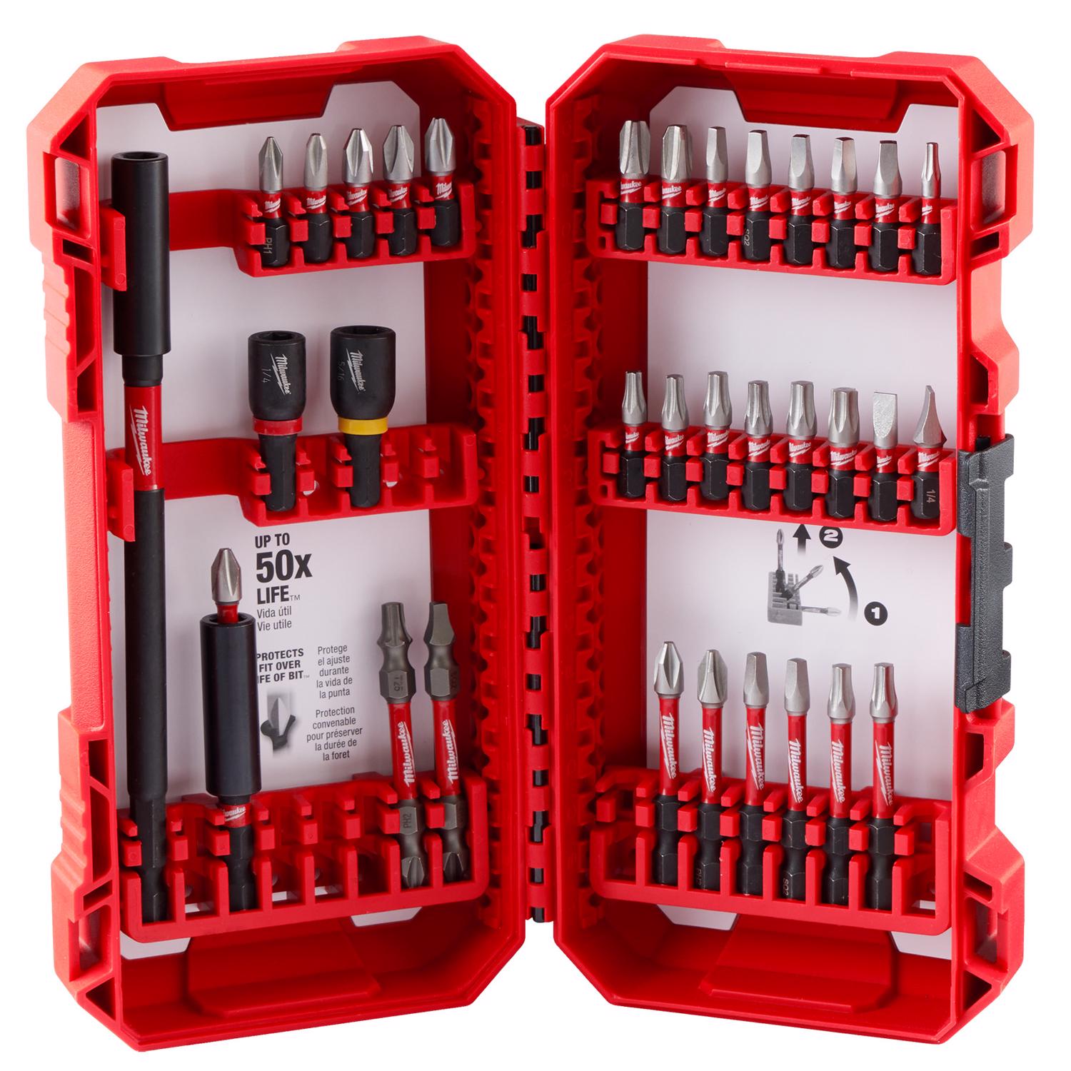 MW Shockwave Impact Duty 1.5 in. L Drill and Driver Bit Set Alloy Steel 34 pc