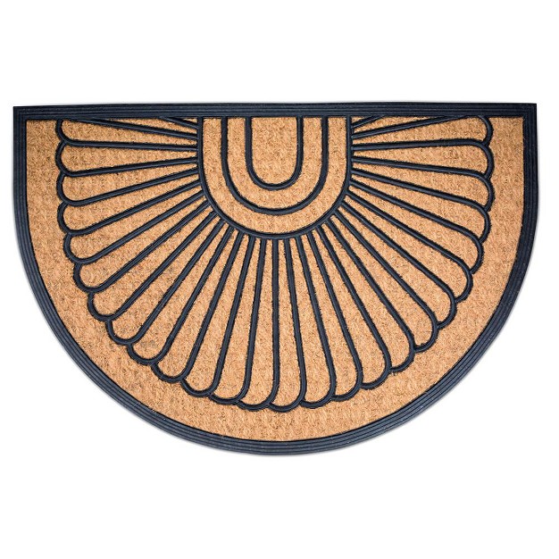 Birdrock Home 24 X 36 Half Round Doormat Tan Black