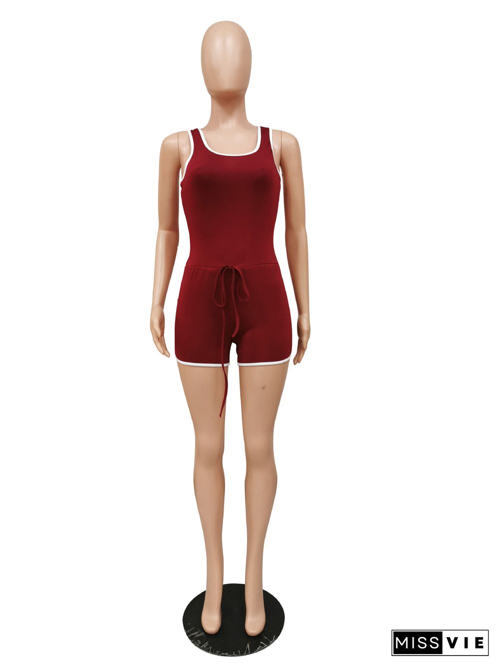 Solid-color Sexy Tight Middle Waist I-Back Romper