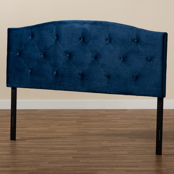 Leone Modern and Contemporary Velvet Upholstered Headboard-Navy Blue - - 34807943