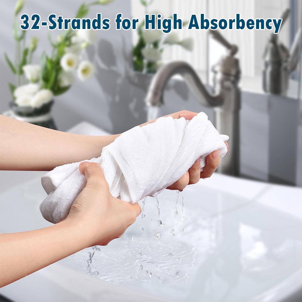 Yescom 6Pcs Bathtub Towel Sets Bath Hand Face Towels, White